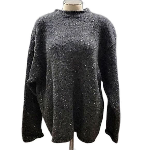 Blarney Woolen Mills Mock neck sweater - 100% wool gray knit Chunky women's XL - Picture 1 of 9